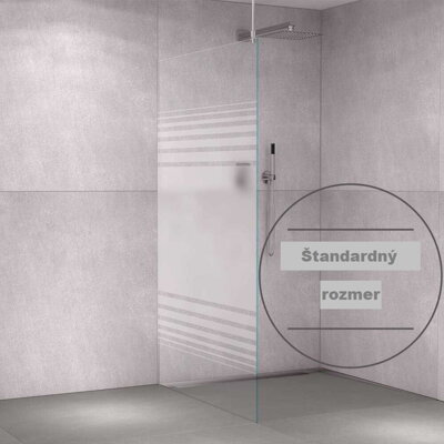 VITRO Sklenená sprchovacia zástena z bieleho skla - so sieťotlačou "Pásikový dekor". Hrúbka skla = 10 mm / Výška = 2000 mm /  Šírka: 800 mm, 900 mm, 1000 mm, 1200 mm, alebo 1400 mm