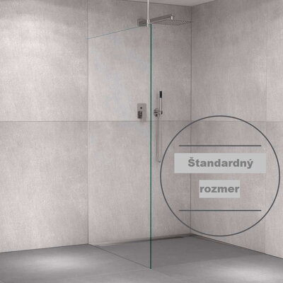 VITRO Sklenená sprchovacia zástena z číreho skla s PERL - efektom. Hrúbka skla = 10 mm / Výška = 2000 mm /  Šírka: 800 mm, 900 mm, 1000 mm, 1200 mm, alebo 1400 mm