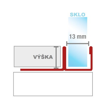 aquaPRO - U-profil pre 10 mm sklo z ušľachtilej ocele - povrch kartáčovaný -  L = 2,5 m / h = 8, 10, 11 a 12,5 mm