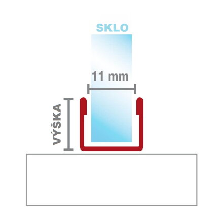 aquaPRO - U-Osaditeľný profil pre 8 mm sklo z ušľachtilej ocele - povrch leštený -  L = 2,0 m / h = 12 mm