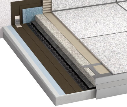 PATIO-Balkónový ukončovací profil hliníkový - farba bielosivá - L=3,0 m / h = 40 mm, pre hrúbku dlažby 20, alebo 30 mm.