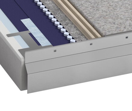 PATIO-Balkónový ukončovací profil hliníkový-dierovaný - farba bielosivá - L=3,0 m / h = 60 mm, pre hrúbku dlažby 9, 11, alebo13 mm
