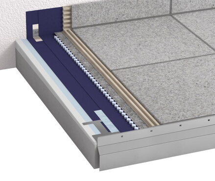PATIO-Balkónový ukončovací profil hliníkový-dierovaný - farba bielosivá - L=3,0 m / h = 60 mm, pre hrúbku dlažby 9, 11, alebo13 mm