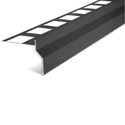PATIO-Balkónový ukončovací profil hliníkový-dierovaný - farba antracit - L=3,0 m / h = 40 mm, pre hrúbku dlažby 20, alebo 30 mm