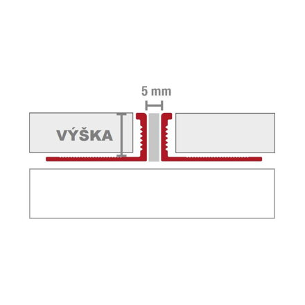 DEMAX - Dilatačný hliníkový profil - povrch natur -  L = 2,5 m / h = 6, 8, 10, 11 a 12,5 mm / farba výplne: sivá