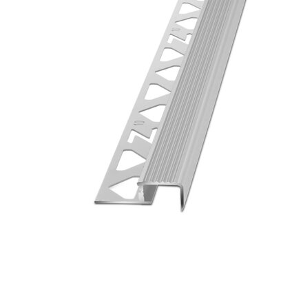 PROTECTO - Hliníkový bezpečnostný schodový profil - povrch matne eloxovaný - L = 2,7 m / h = 8,10 a 12,5 mm