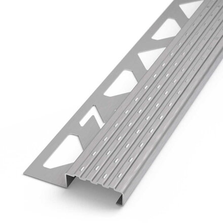 PROTECTO - Bezpečnostný schodový profil z ušľachtilej ocele - povrch kartáčovaný - L = 3,0 m / h = 9,10 a 11 mm
