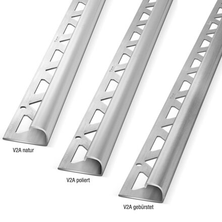 RONDO Q - Štvrťoblúkový profil z ušľachtilej ocele - povrch natur -  L = 2,5 m / h = 8,10,11 a 12,5 mm