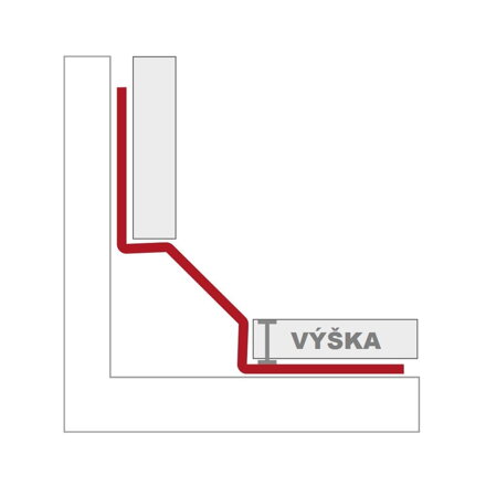 TRENDLINE - Vnútorný rohový profil z ušľachtilej ocele-priamy - povrch kartáčovaný -  L = 3,0 m / h = 8, 10 a 12,5 mm