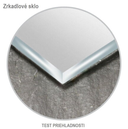 VITRO Sklenená sprchovacia zástena z číreho skla - jedna strana celoplošne "Zrkadlová" s PERL - efektom. Hrúbka skla = 10 mm / Výška = 2000 mm /  Šírka: 800 mm, 900 mm, 1000 mm, 1200 mm, alebo 1400 mm
