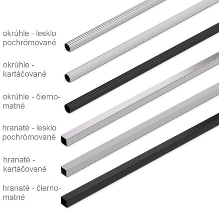Stabilizačná tyč - Okrúhla / Čierna / Matná. L = 125, 300, 500, 1000, 1200, alebo 1500 mm